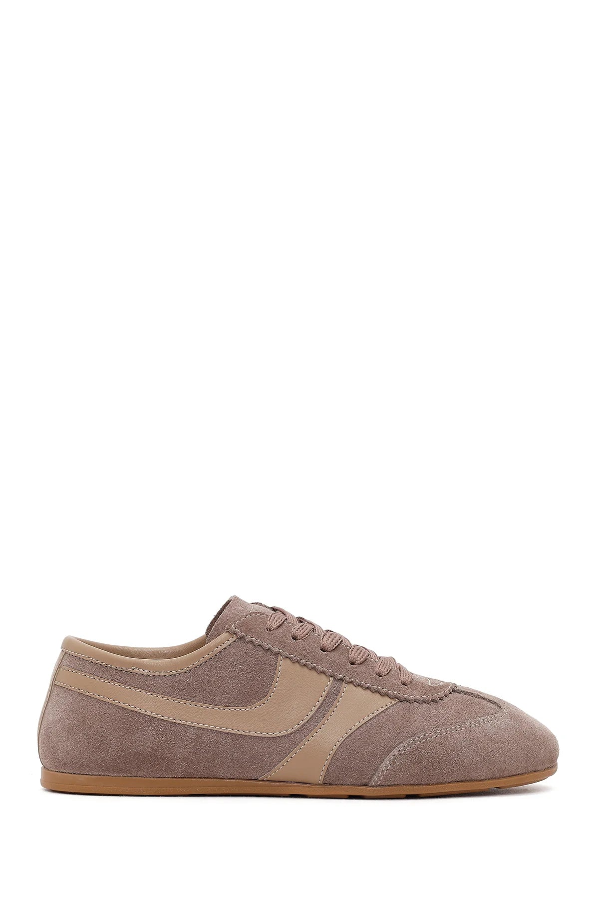 Kadın Vizon Bağcıklı Süet Deri Sneaker