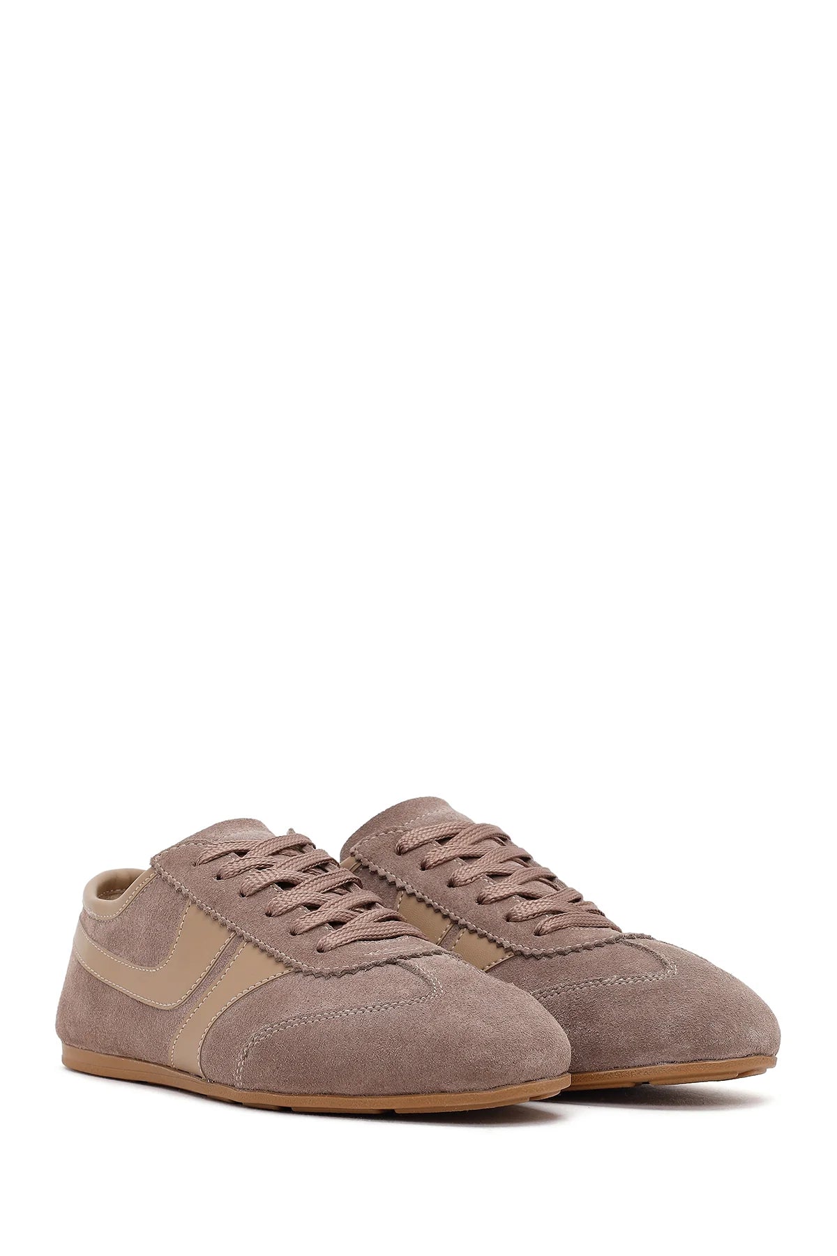 Kadın Vizon Bağcıklı Süet Deri Sneaker