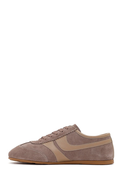 Kadın Vizon Bağcıklı Süet Deri Sneaker