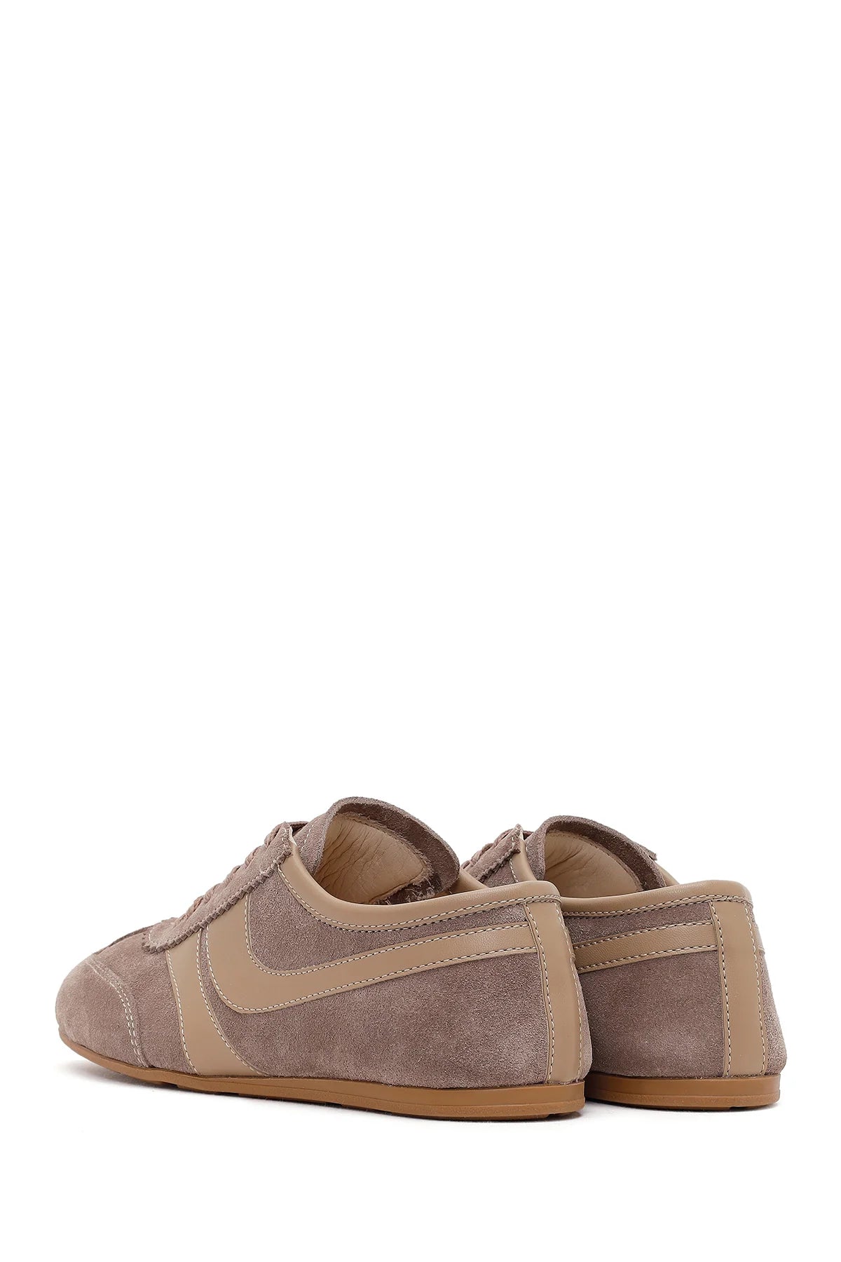 Kadın Vizon Bağcıklı Süet Deri Sneaker
