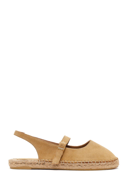 Kadın Camel Tokalı Süet Deri Espadril
