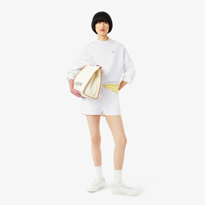 Kadın Oversize Fit Bisiklet Yaka Beyaz Sweatshirt