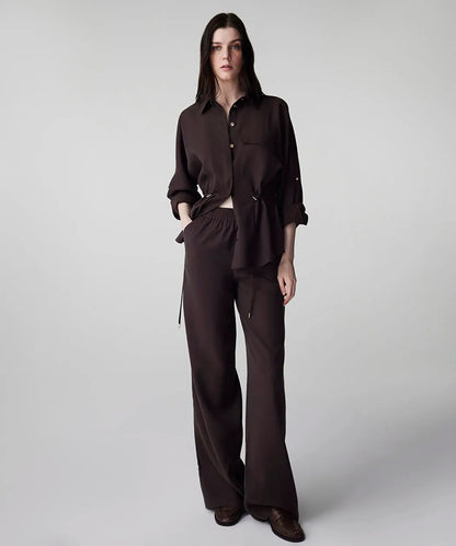 Kahverengi Elastik Bel Wide Leg Fit Pantolon Is1260003156074 | Ipekyol
