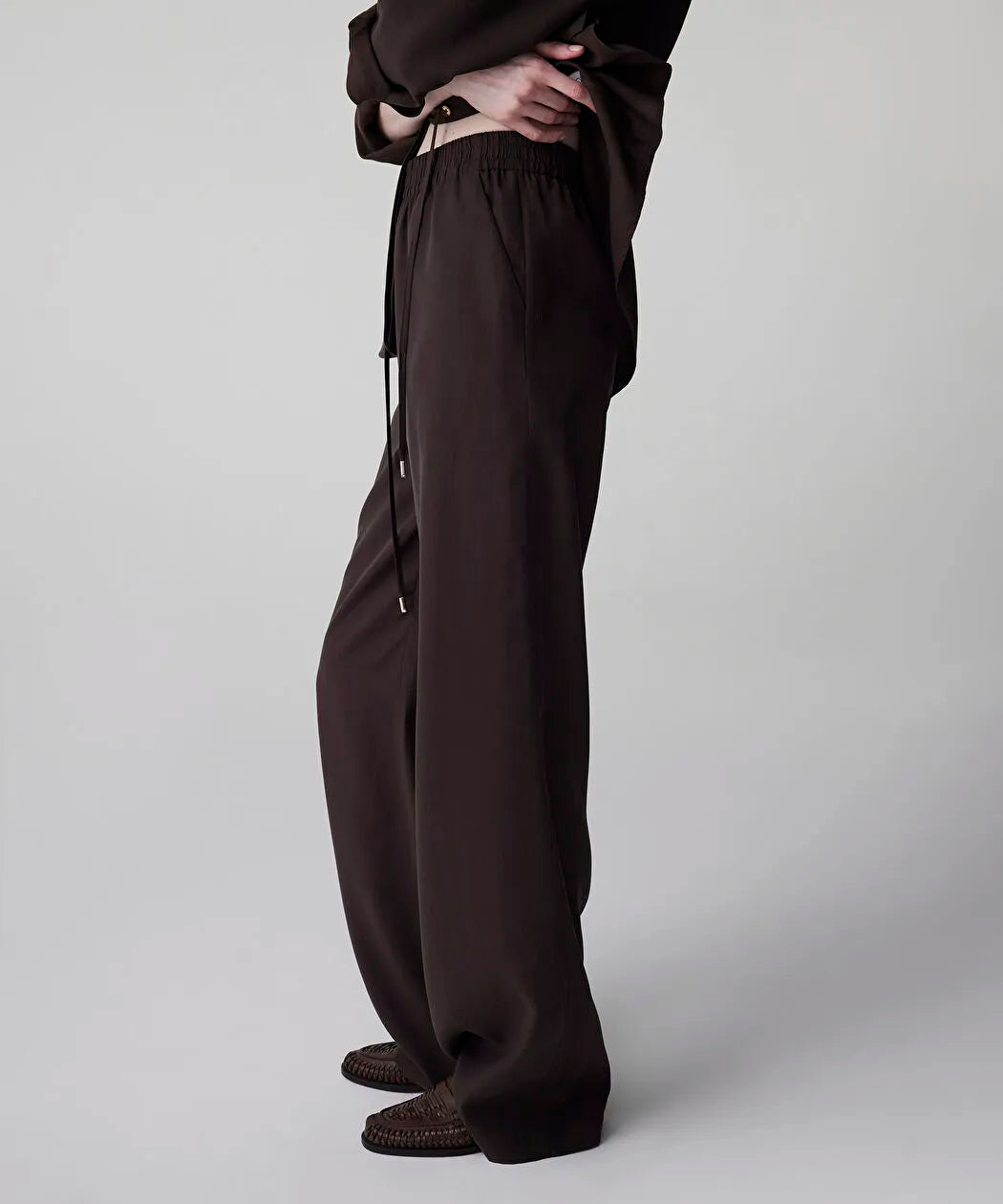 Kahverengi Elastik Bel Wide Leg Fit Pantolon Is1260003156074 | Ipekyol