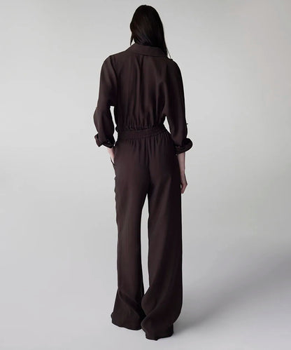 Kahverengi Elastik Bel Wide Leg Fit Pantolon Is1260003156074 | Ipekyol