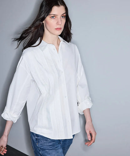 Beyaz Dantel Şeritli Kumaş Mix Gömlek Is1260025104096 | Ipekyol