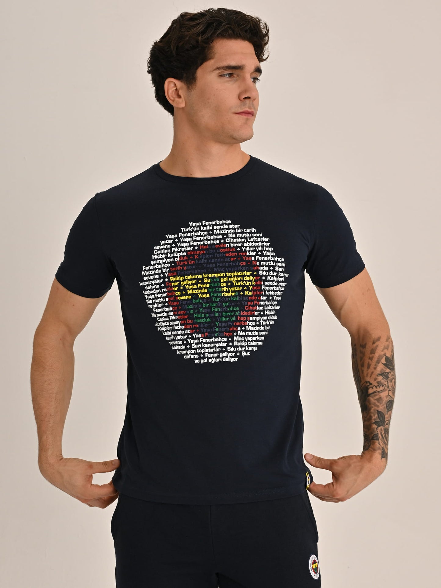 Fenerbahçe Lacivert Tribün Marş Logo Erkek Tshirt