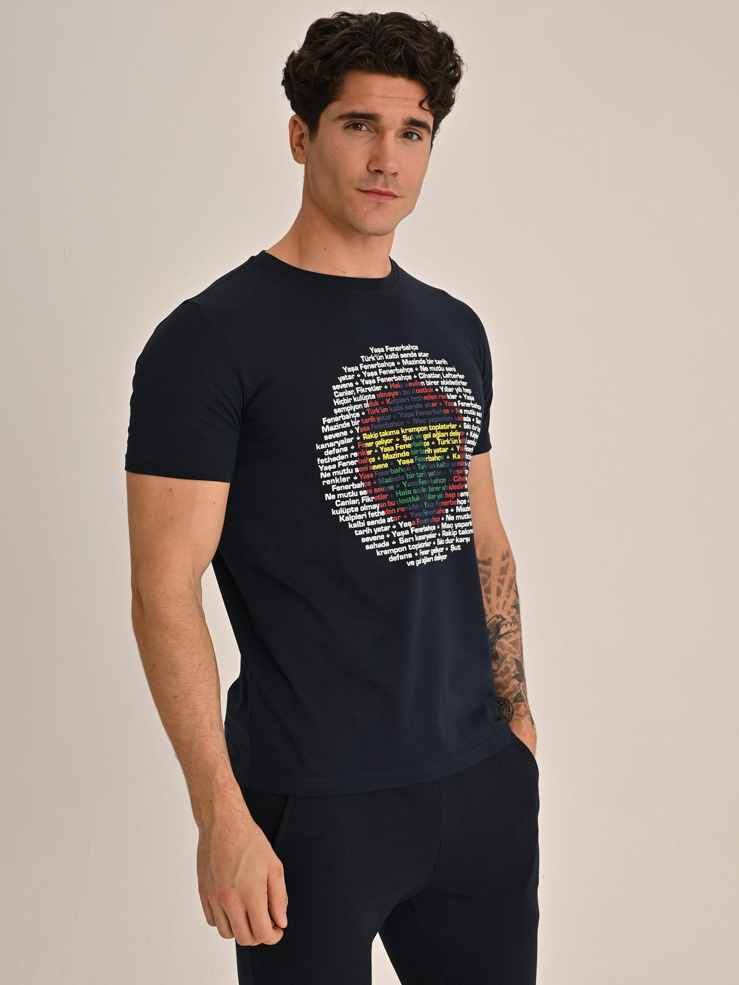 Fenerbahçe Lacivert Tribün Marş Logo Erkek Tshirt
