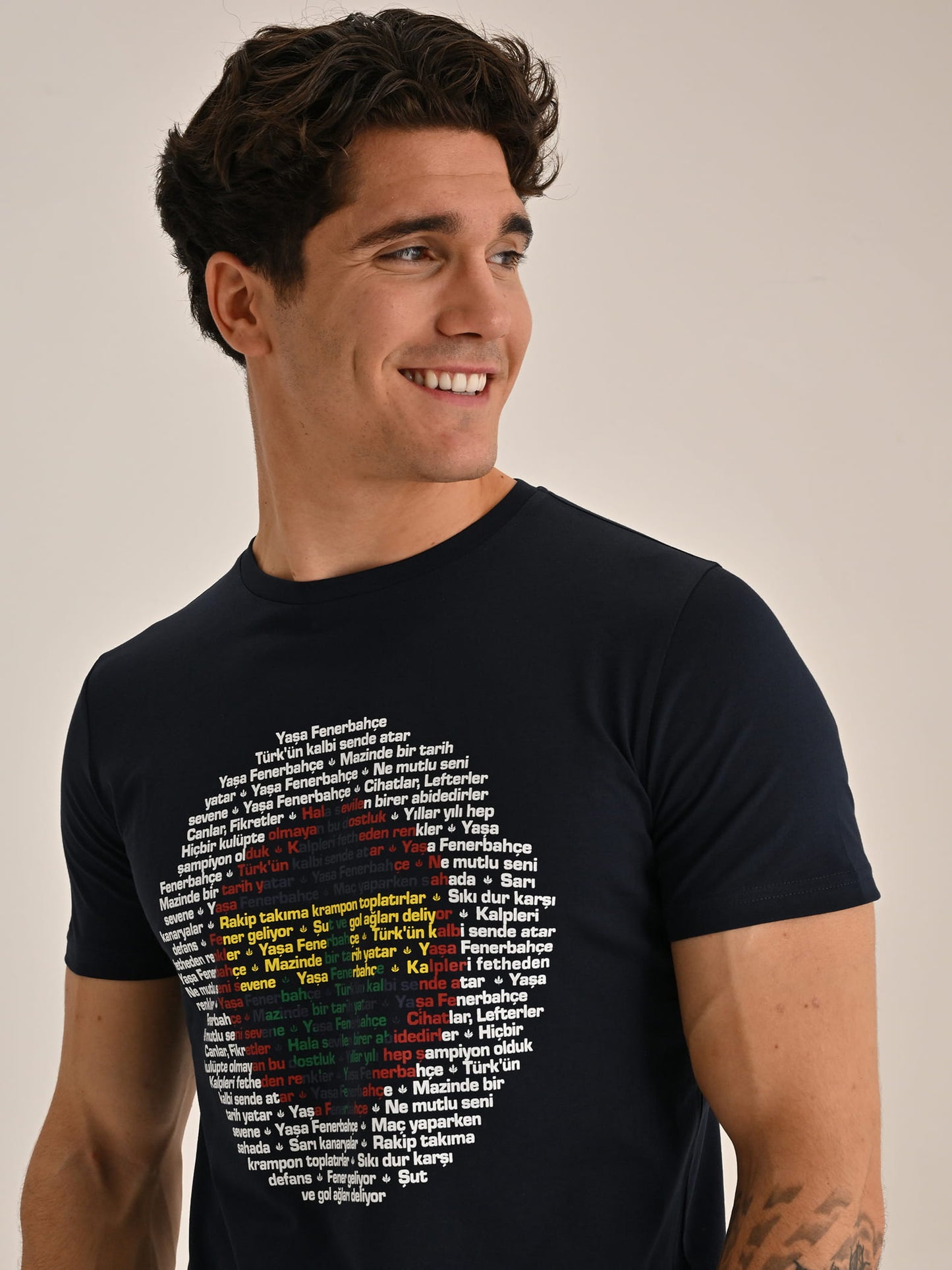 Fenerbahçe Lacivert Tribün Marş Logo Erkek Tshirt