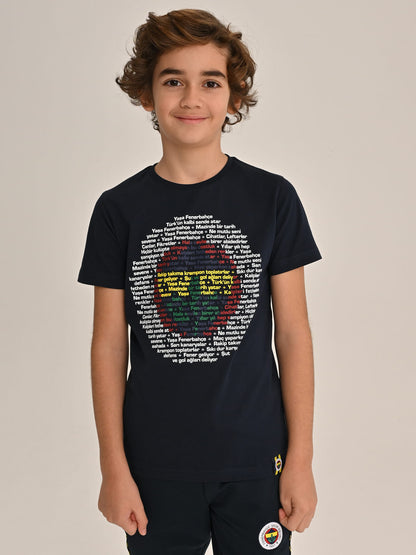 Fenerbahçe Lacivert Tribün Marş Logo Çocuk Tshirt