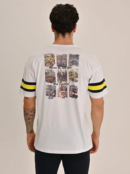 Fenerbahçe Beyaz Tribün Yaşa Fenerbahçe Erkek Oversize Tshirt