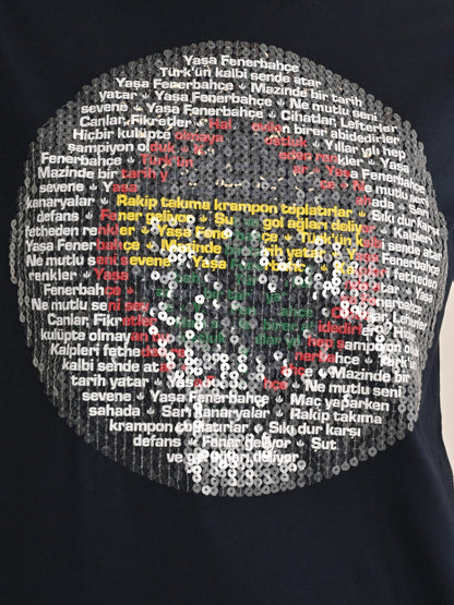 Fenerbahçe Lacivert Tribün Marş Logo Kadın Tshirt