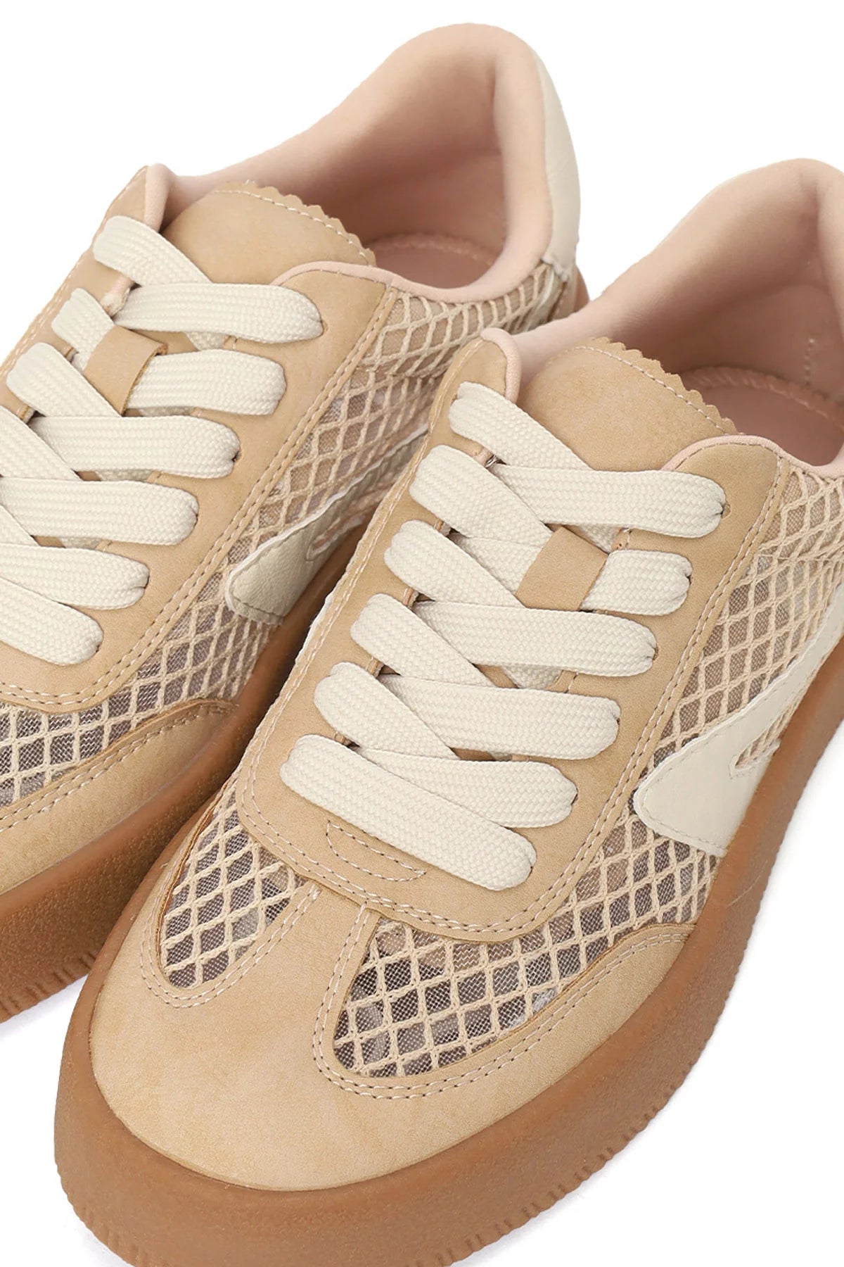 Kadın Vizon Bağcıklı Kumaş Sneaker