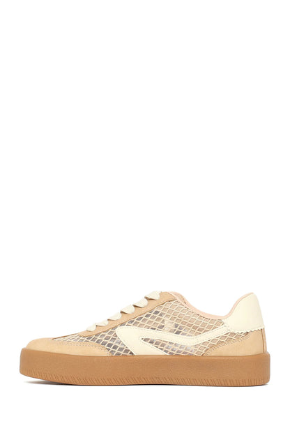 Kadın Vizon Bağcıklı Kumaş Sneaker