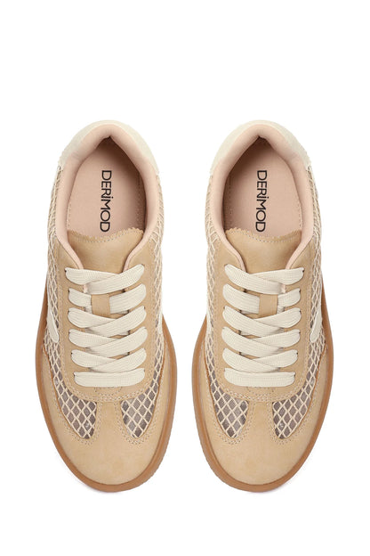 Kadın Vizon Bağcıklı Kumaş Sneaker
