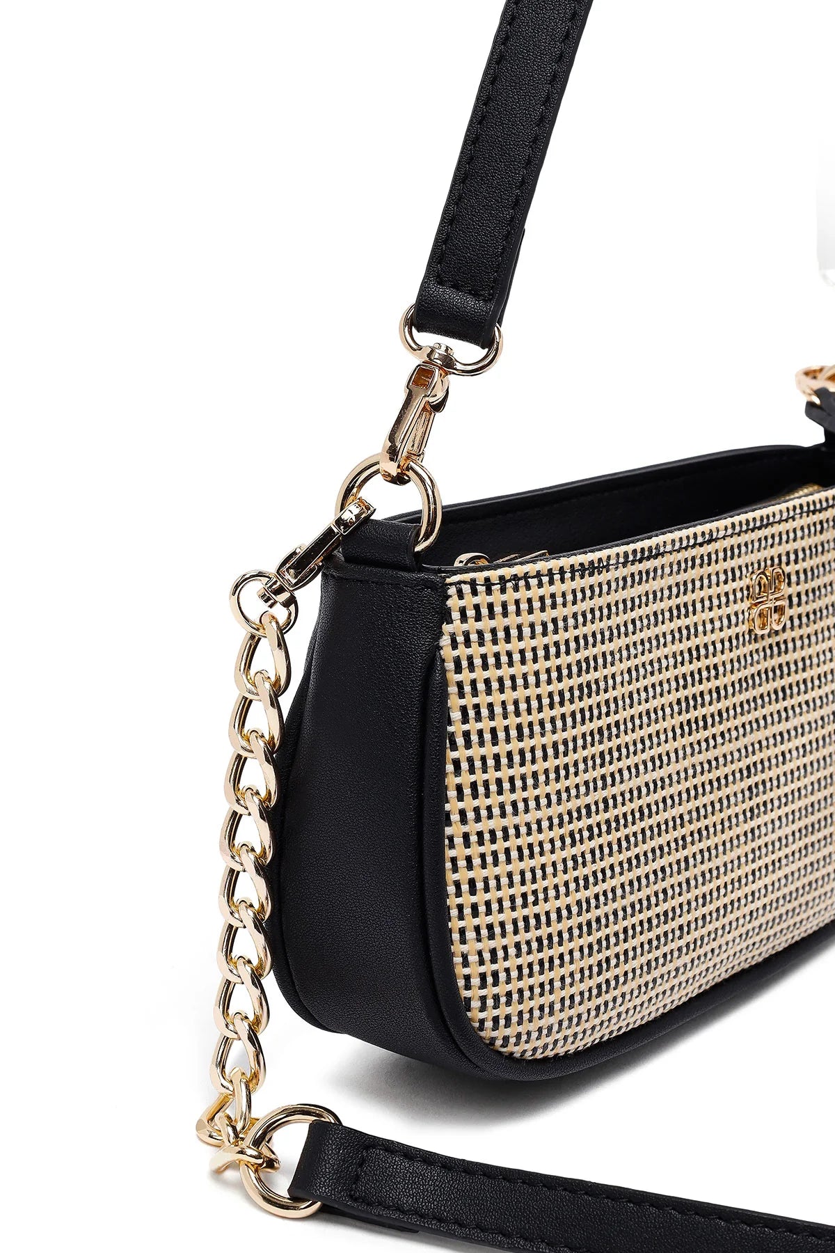 Kadın Siyah Uzun Askılı Hasır Omuz Çantası