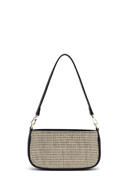 Kadın Siyah Uzun Askılı Hasır Omuz Çantası