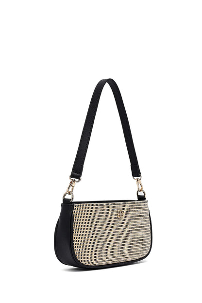 Kadın Siyah Uzun Askılı Hasır Omuz Çantası