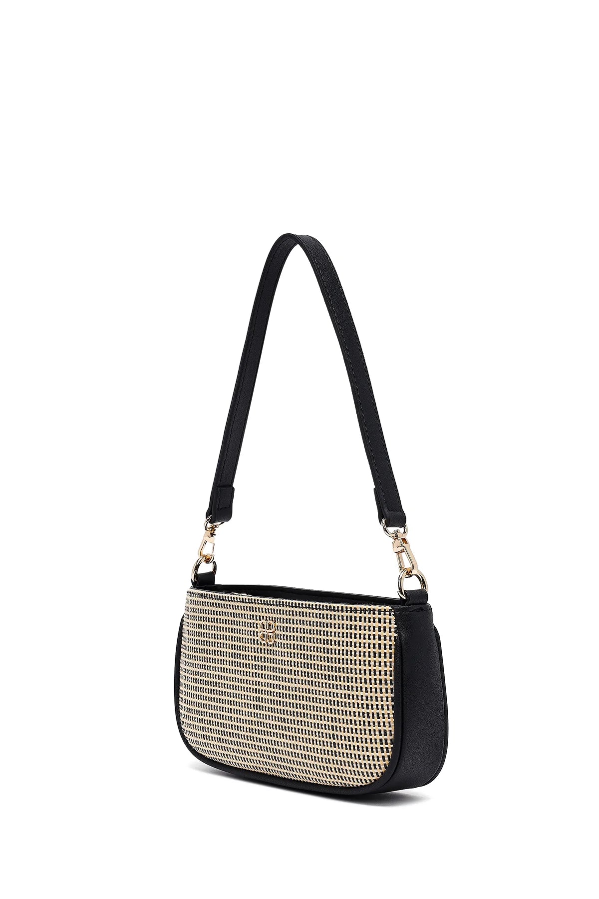 Kadın Siyah Uzun Askılı Hasır Omuz Çantası