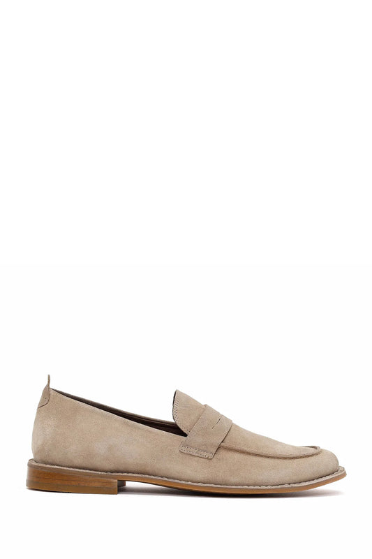 Erkek Bej Süet Deri Klasik Loafer