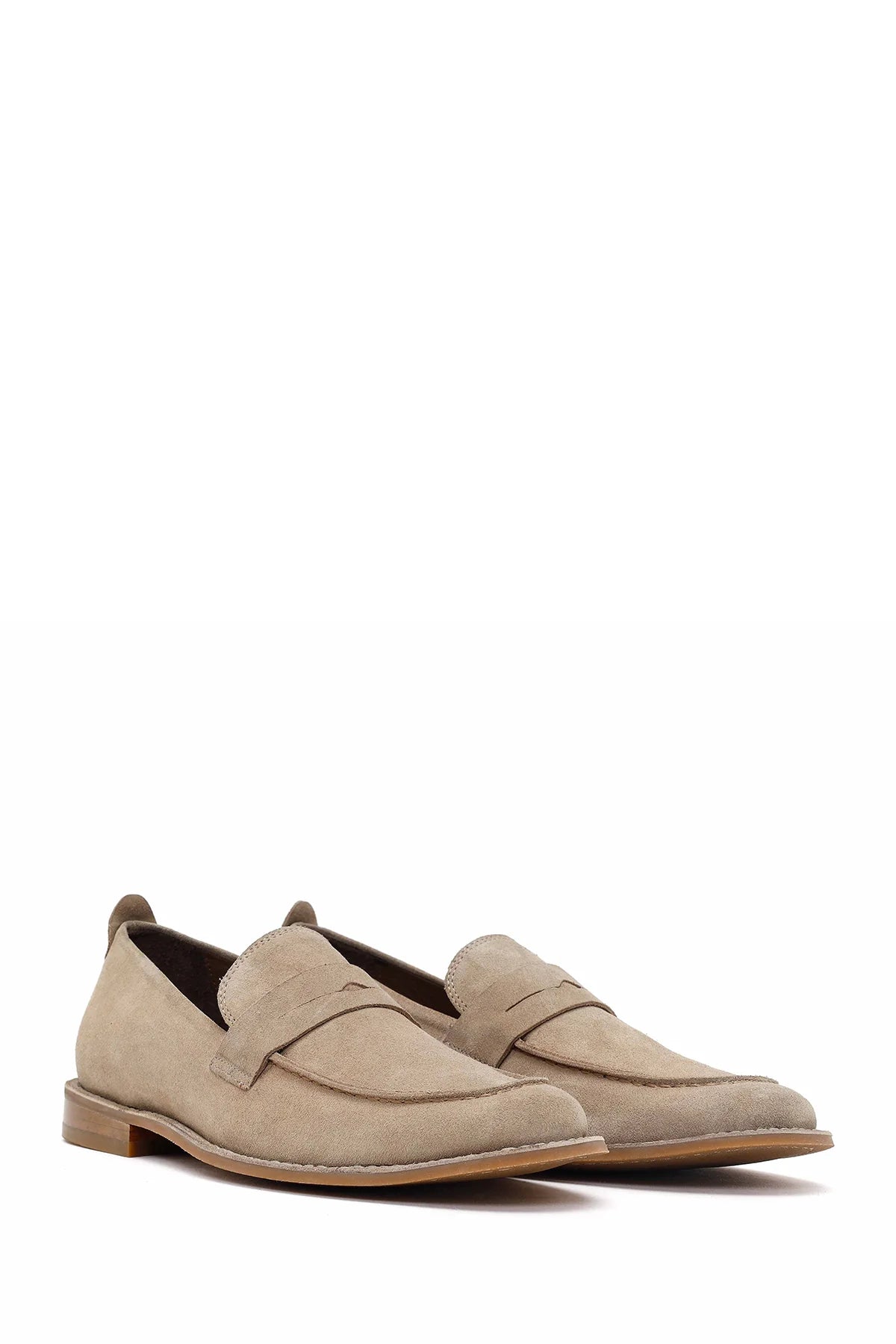 Erkek Bej Süet Deri Klasik Loafer