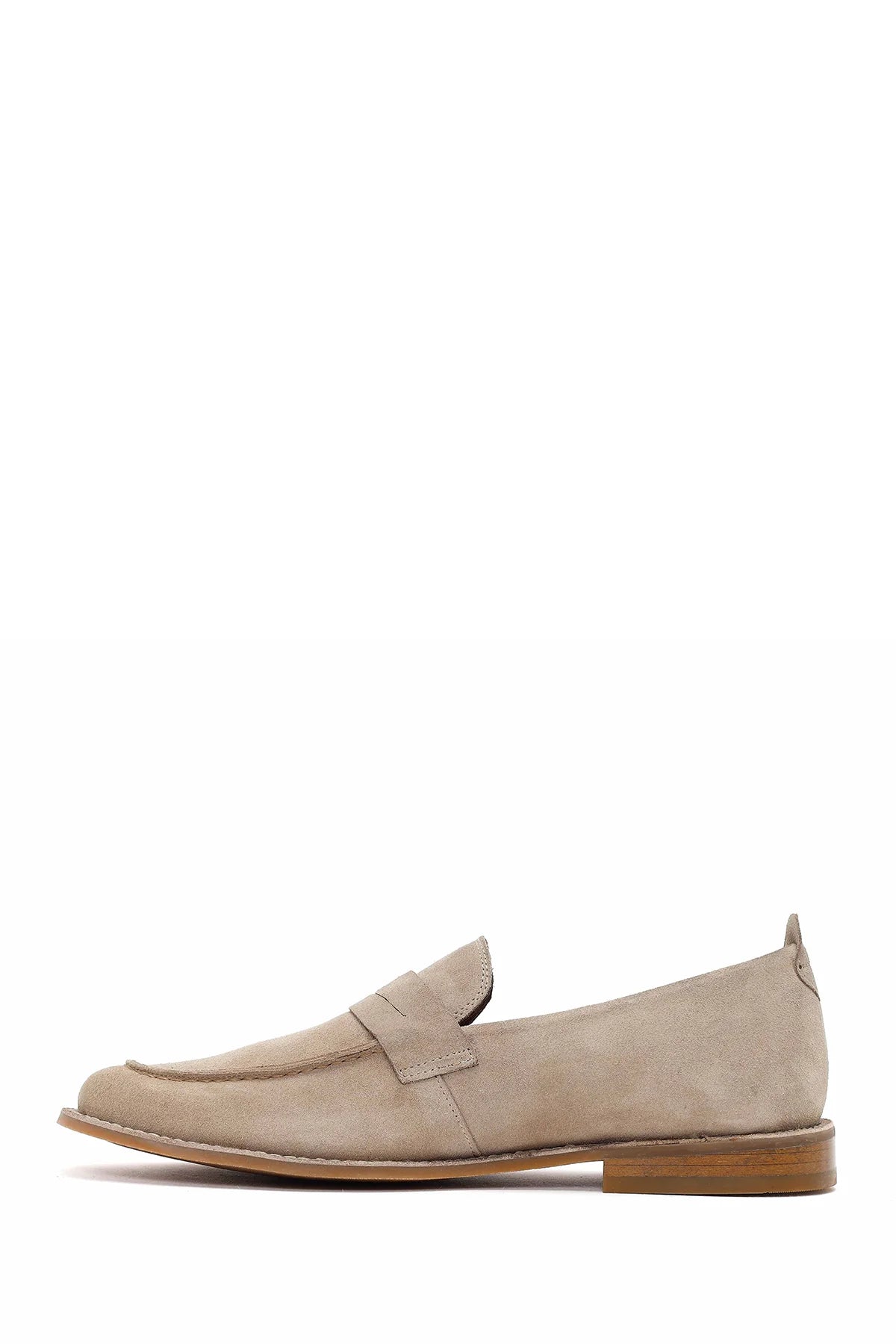 Erkek Bej Süet Deri Klasik Loafer