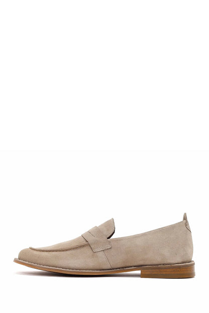 Erkek Bej Süet Deri Klasik Loafer