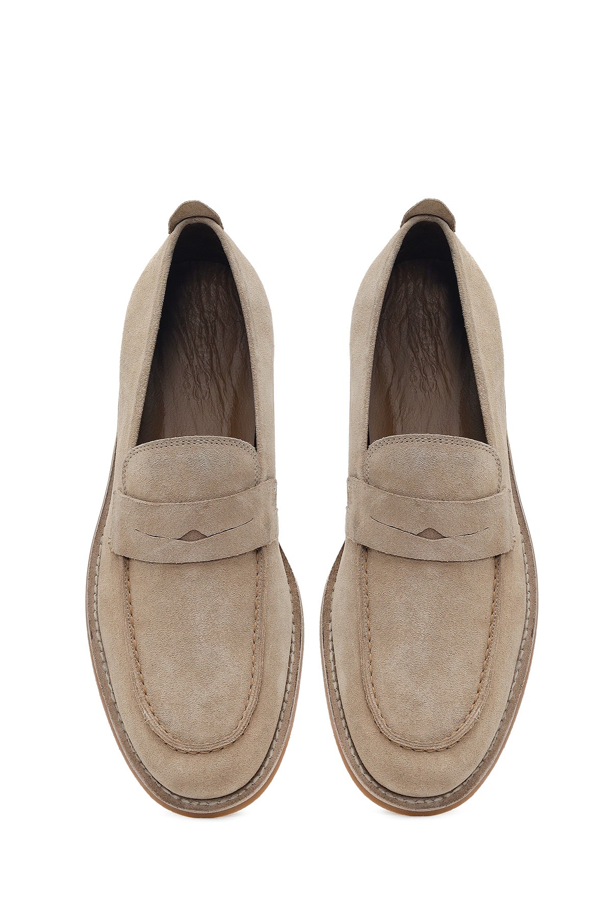Erkek Bej Süet Deri Klasik Loafer