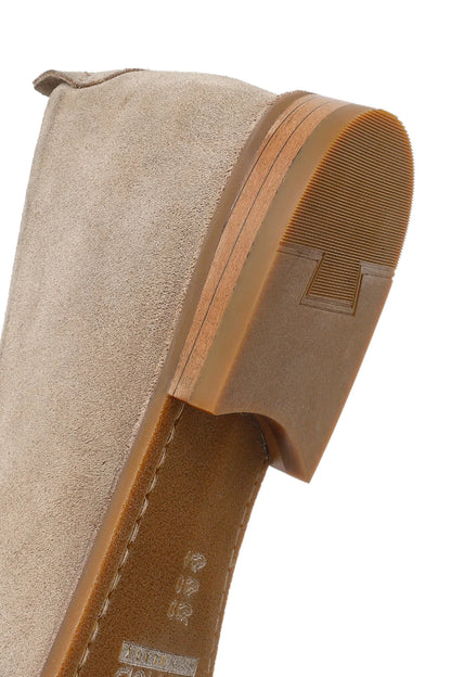 Erkek Bej Süet Deri Klasik Loafer