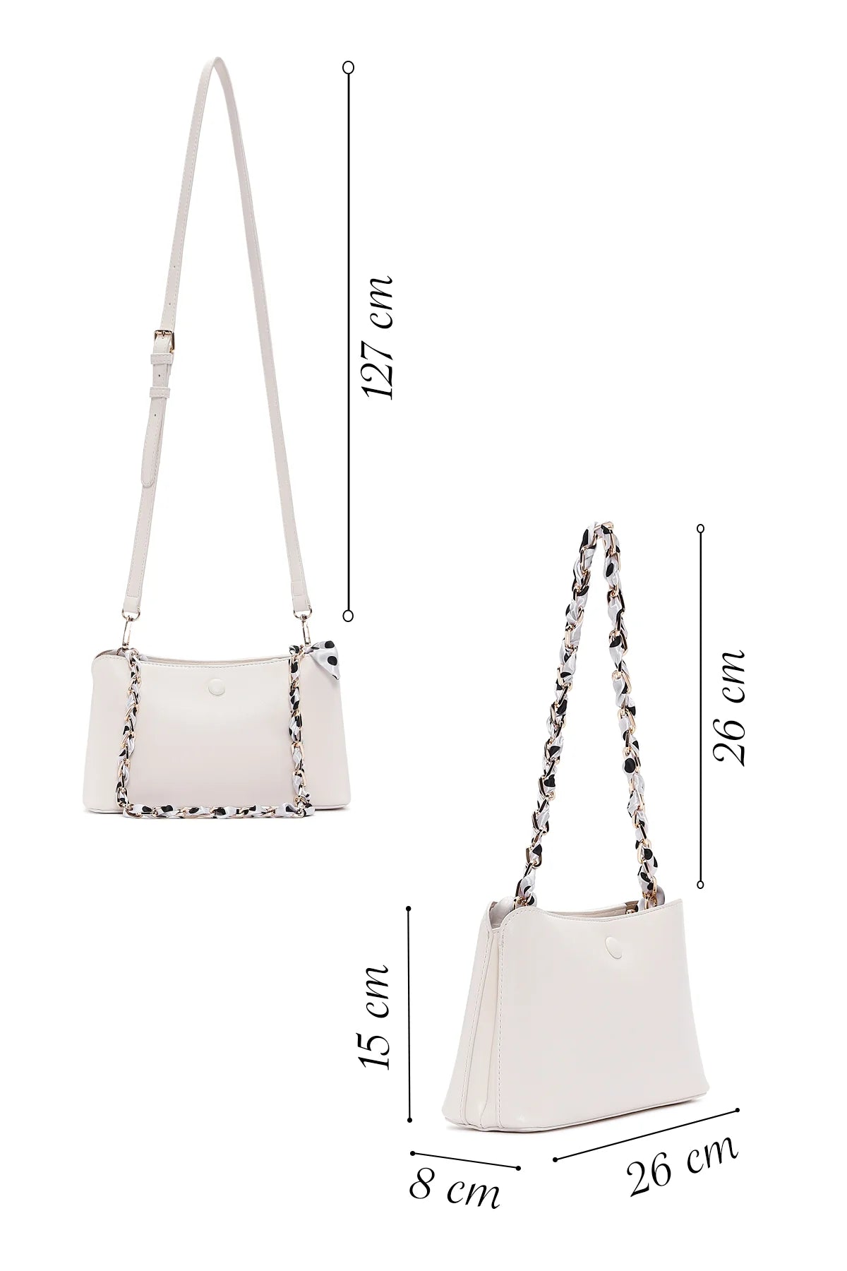 Kadın Beyaz Uzun Askılı Klasik Omuz Çantası