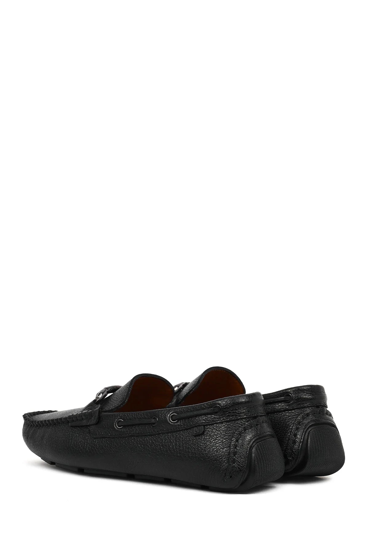 Erkek Siyah Tokalı Deri Casual Loafer