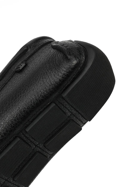 Erkek Siyah Tokalı Deri Casual Loafer