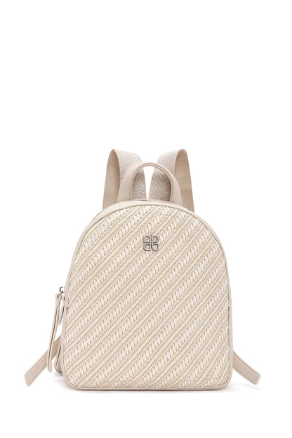 Kadın Krem Hasır Sırt Çantası