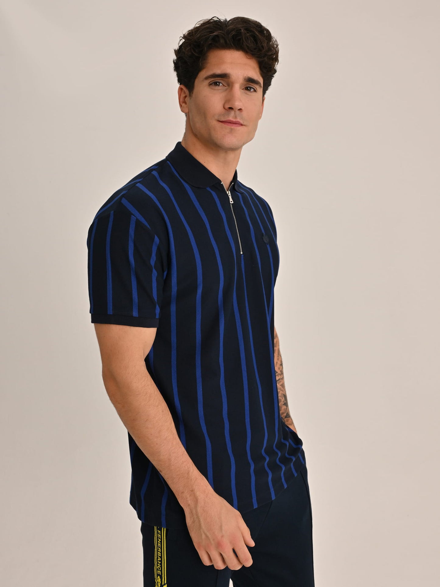 Fenerbahçe Lacivert Trend Çizgili Erkek Polo Tshirt