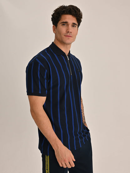 Fenerbahçe Lacivert Trend Çizgili Erkek Polo Tshirt