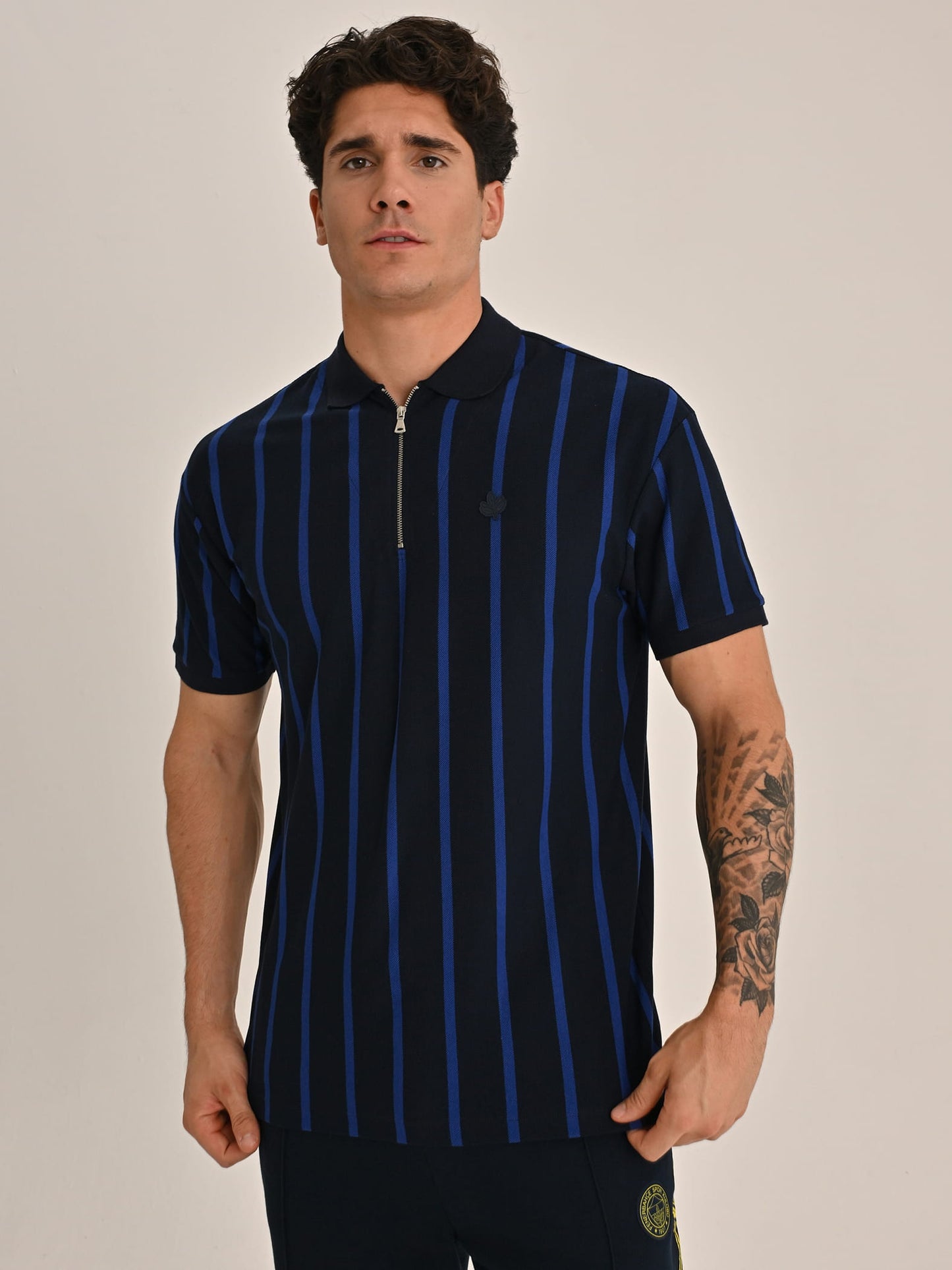 Fenerbahçe Lacivert Trend Çizgili Erkek Polo Tshirt