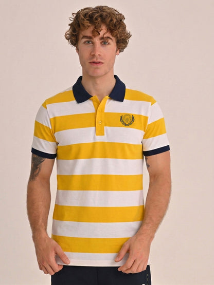 Fenerbahçe Sarı Beyaz Kolej Ringel Erkek Polo Tshirt