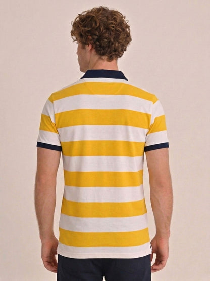 Fenerbahçe Sarı Beyaz Kolej Ringel Erkek Polo Tshirt