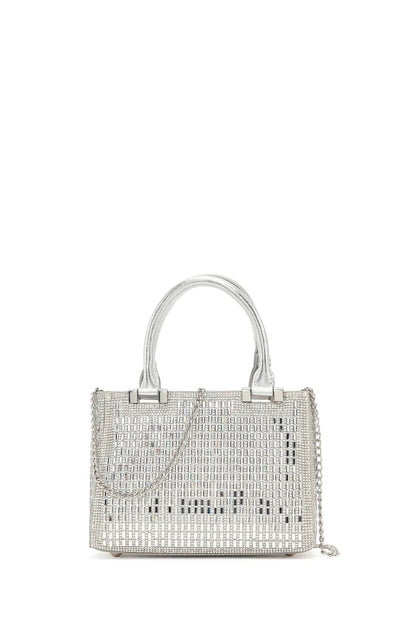 Kadın Gümüş Uzun Zincir Askılı Taşlı Mini Abiye Çanta