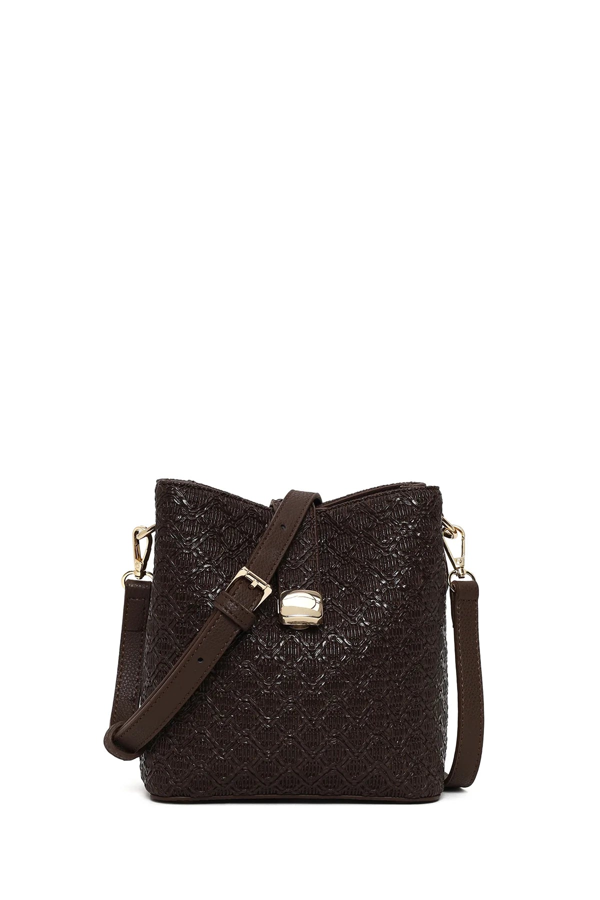 Kadın Kahverengi Uzun Askılı Baskılı Omuz Çantası