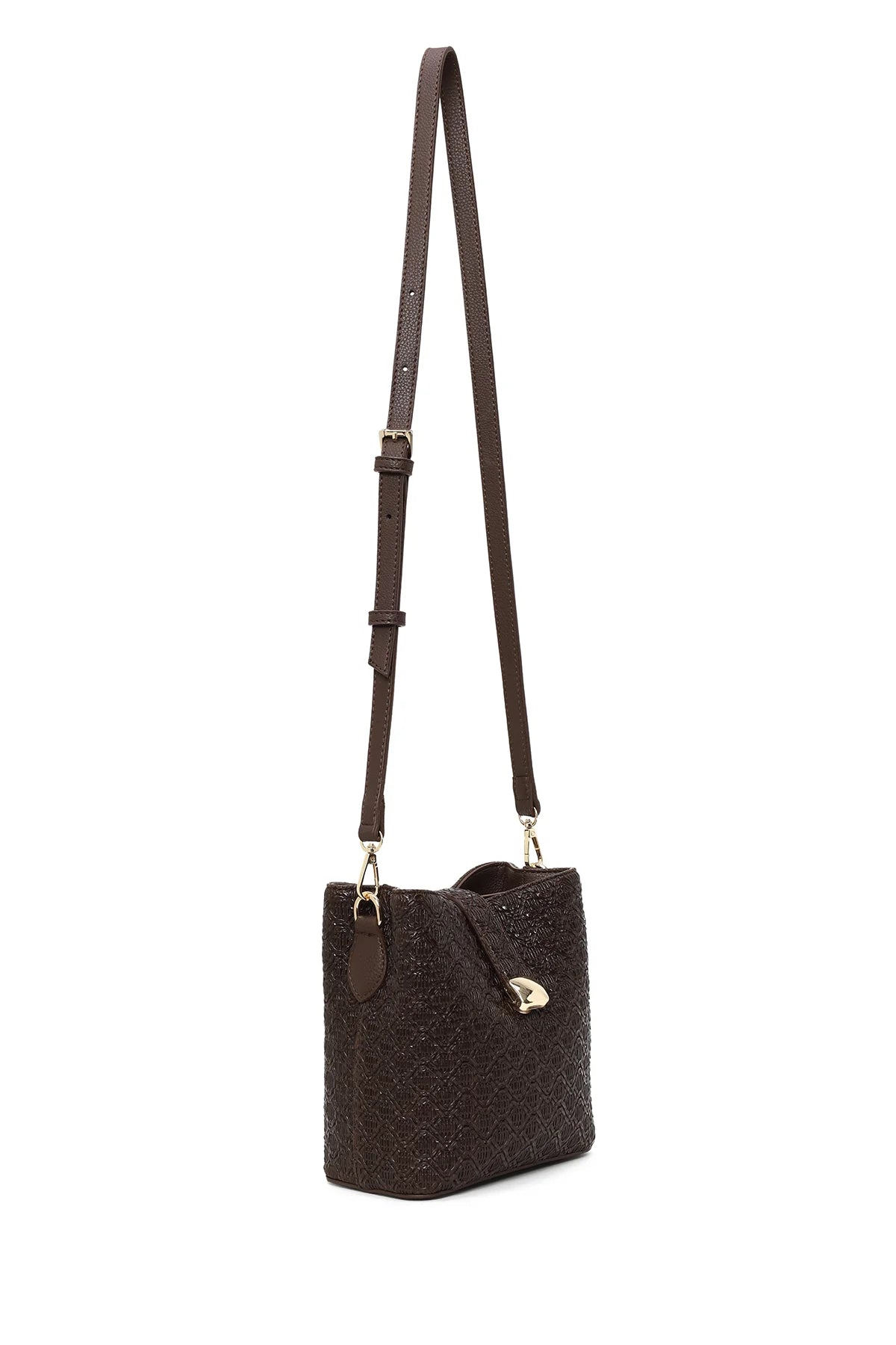 Kadın Kahverengi Uzun Askılı Baskılı Omuz Çantası