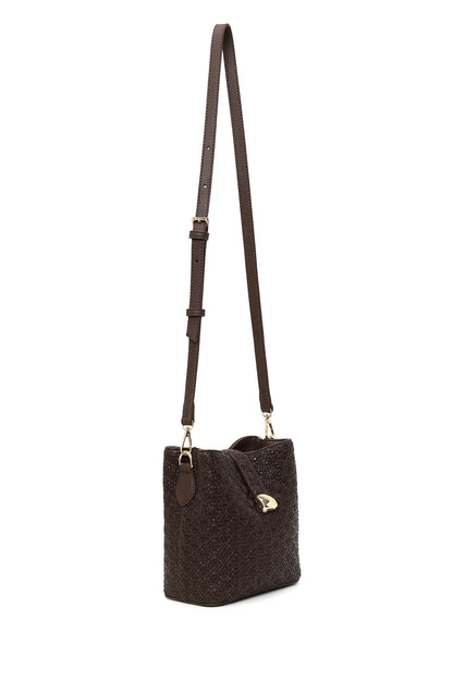 Kadın Kahverengi Uzun Askılı Baskılı Omuz Çantası