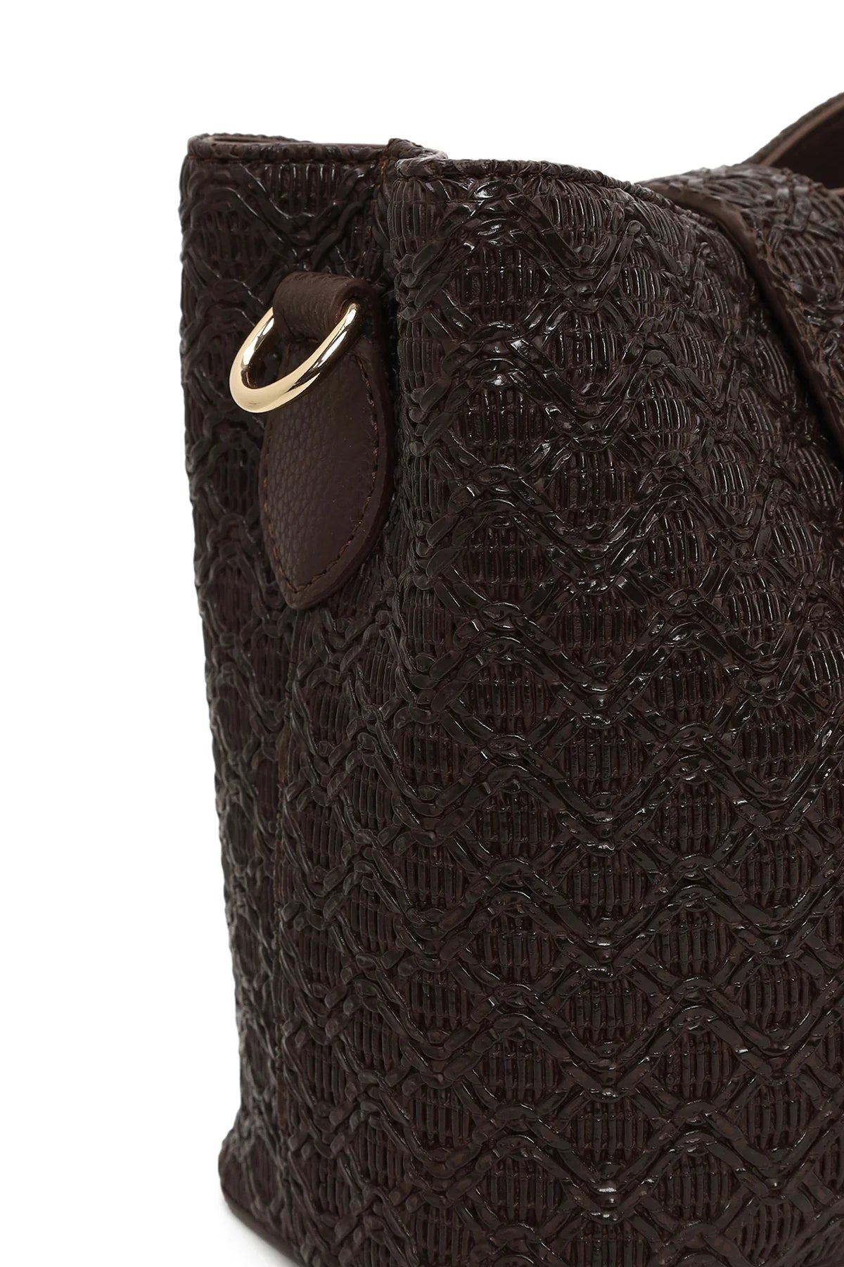 Kadın Kahverengi Uzun Askılı Baskılı Omuz Çantası