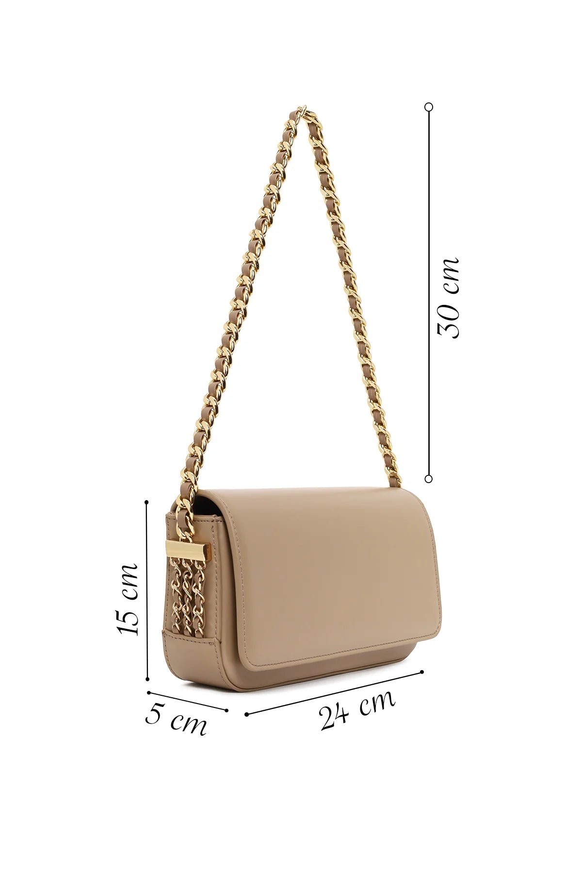 Kadın Koyu Bej Zincir Askılı Omuz Çantası