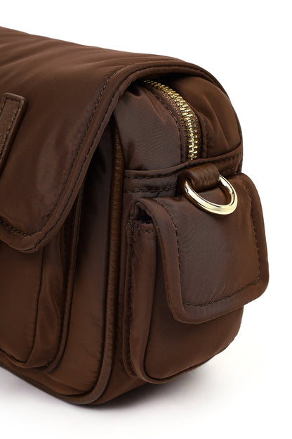 Kadın Kahverengi Kumaş Çapraz Çanta