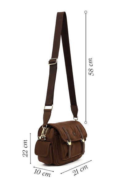 Kadın Kahverengi Kumaş Çapraz Çanta