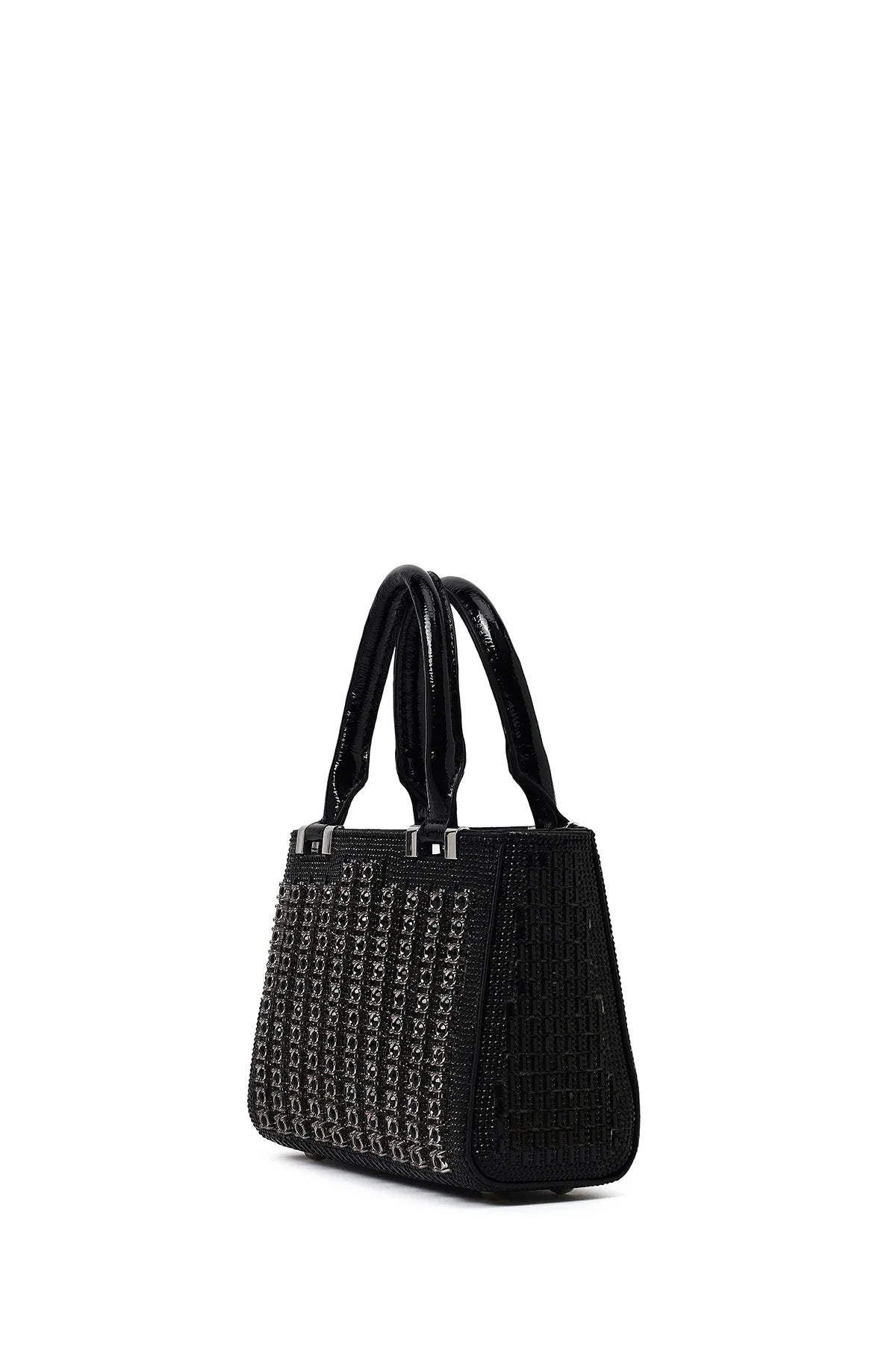 Kadın Siyah Uzun Zincir Askılı Taşlı Mini Abiye Çanta