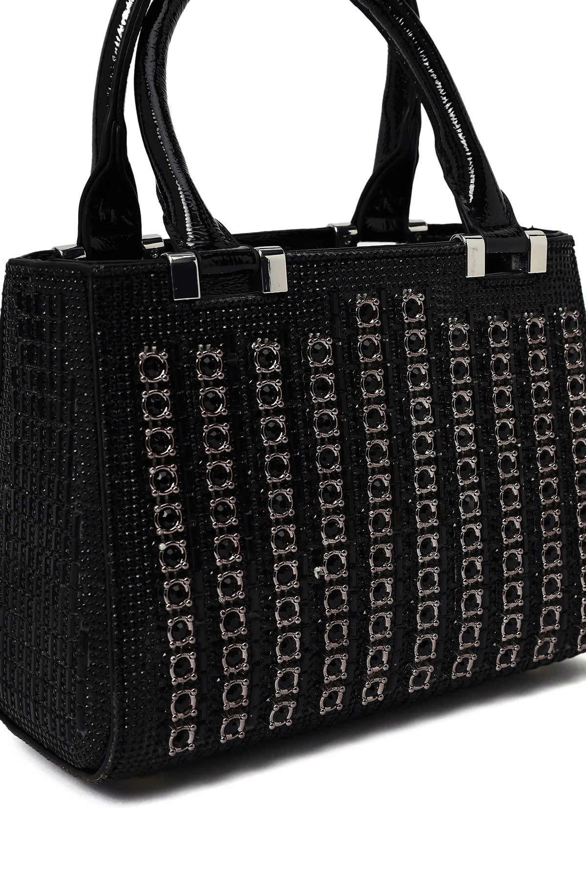 Kadın Siyah Uzun Zincir Askılı Taşlı Mini Abiye Çanta