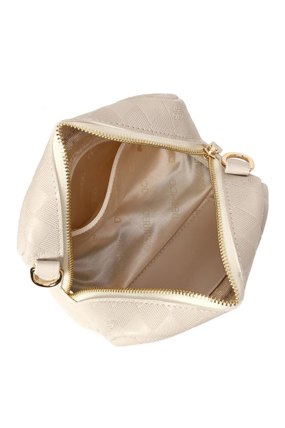 Kadın Krem Uzun Askılı Baskılı Mini Çapraz Çanta