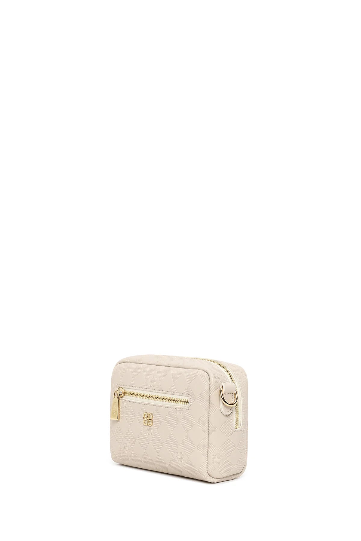 Kadın Krem Uzun Askılı Baskılı Mini Çapraz Çanta